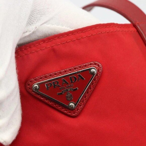 PRADA Tote Bag Nylon Red Silver Auth 155081 - Picture 13 of 16